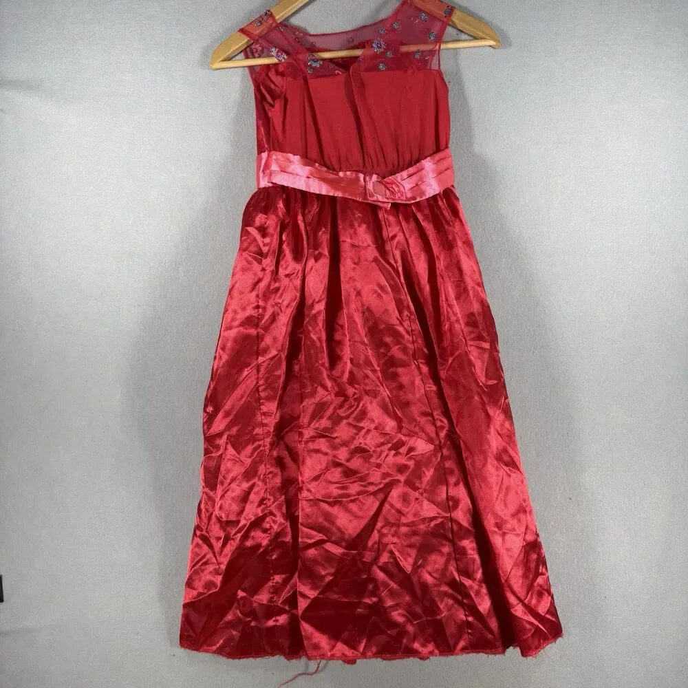 Disney Parks Elena Avalor Red Floral Costume Dress Girls Sz S 4-6 Princess Gown